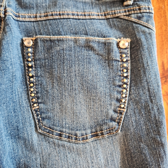 Style & Co. Blue Straight Leg Jeans with Studded Pockets Size 10P - Picture 2 of 7